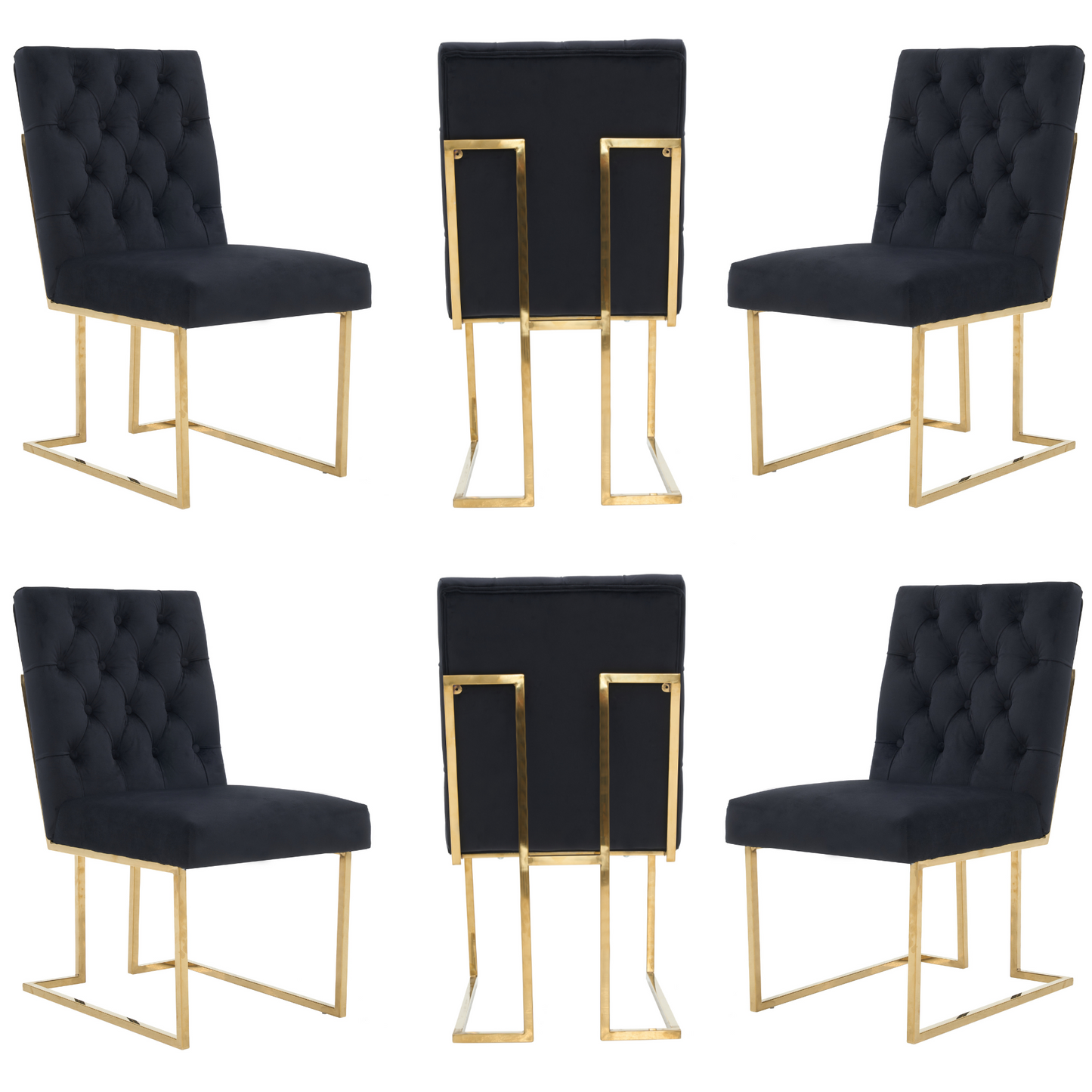 Siena Tufted Velvet Dining Chair – Gold Frame, Modern Luxury Accent