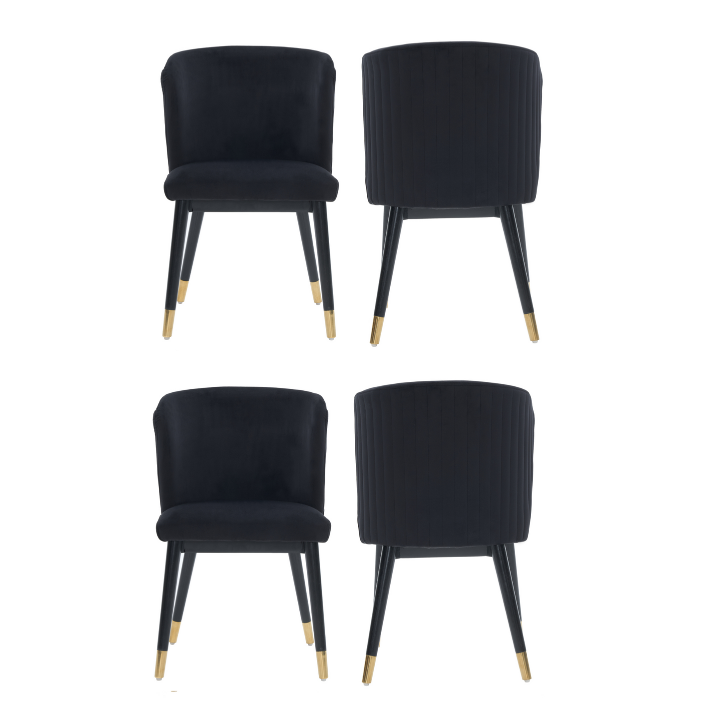 Sofina Modern Velvet Dining Chair with Tufted Back – Wooden Frame & Gold-Tipped Rubberwood Legs