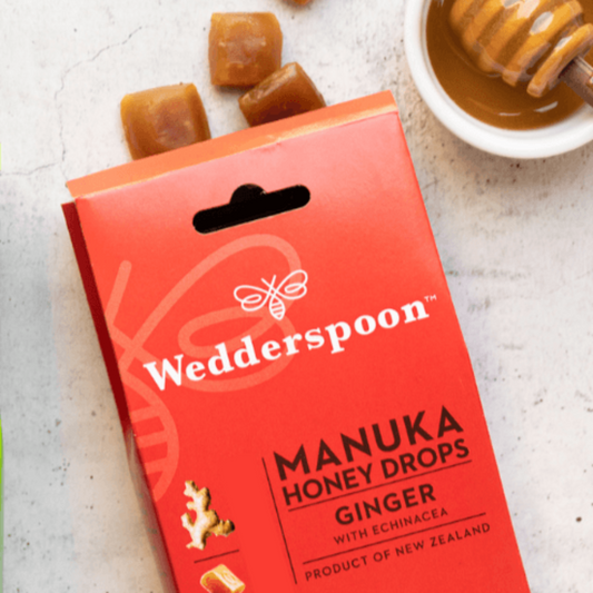 Wedderspoon Natural Manuka Honey Drops Ginger (20 Drops per box) - Triple Pack