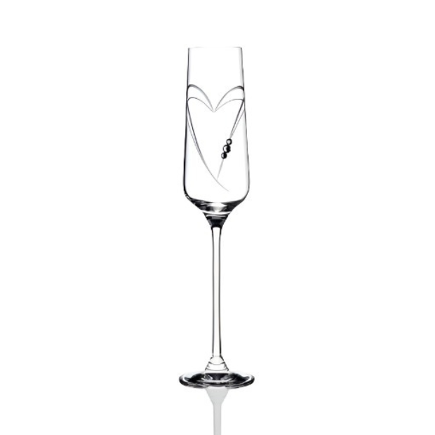 Diamante "Just For You" Champagne Flute with Heart Shaped Cutting - In Gift Box