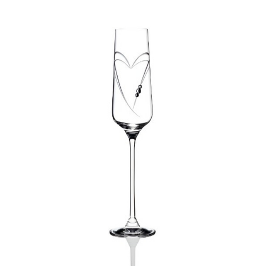 Diamante "Just For You" Champagne Flute with Heart Shaped Cutting - In Gift Box