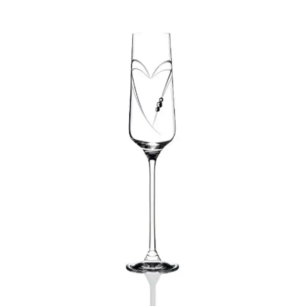 Diamante "Just For You" Champagne Flute with Heart Shaped Cutting - In Gift Box