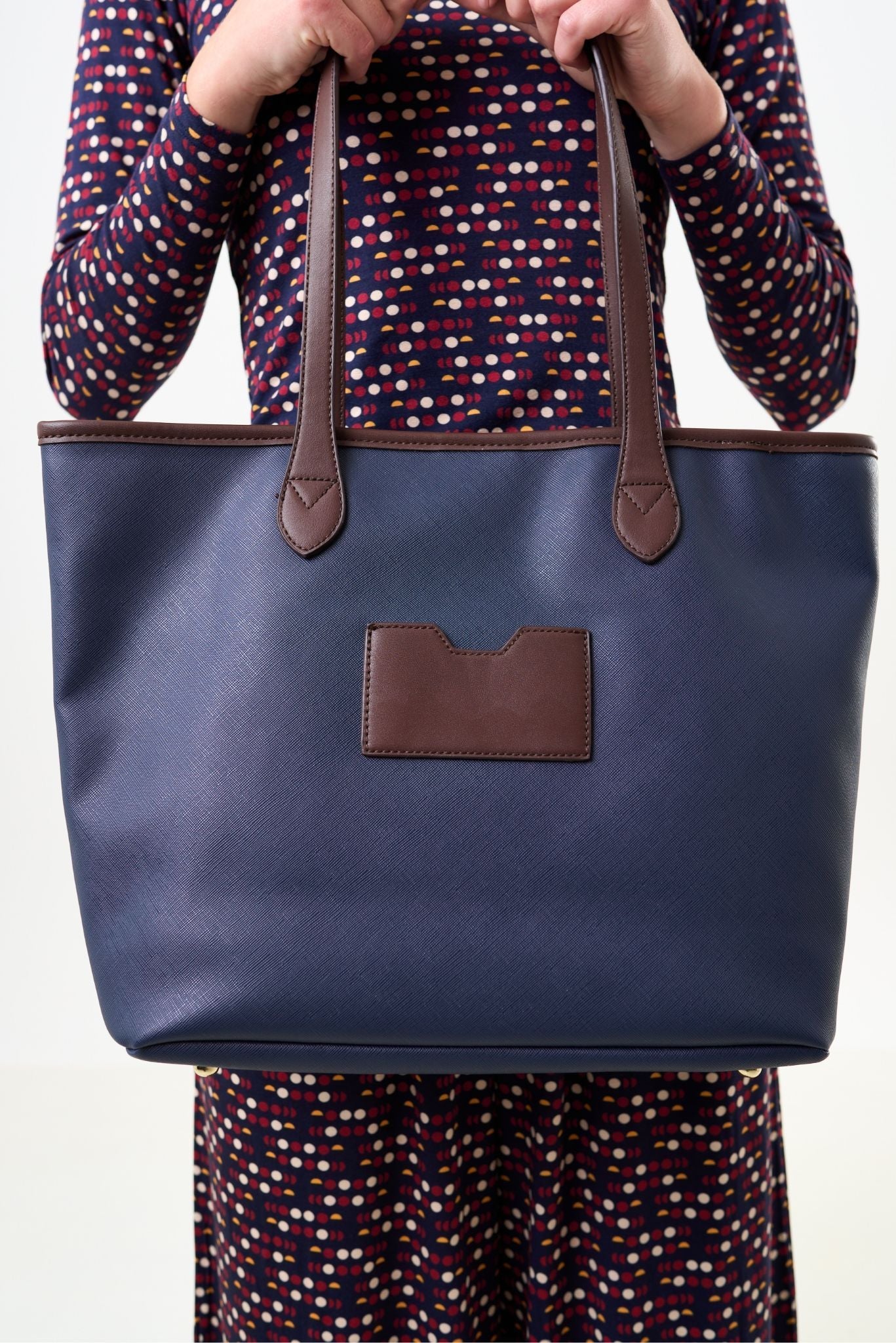 Amelia Contrast Strap Tote Bag - Navy