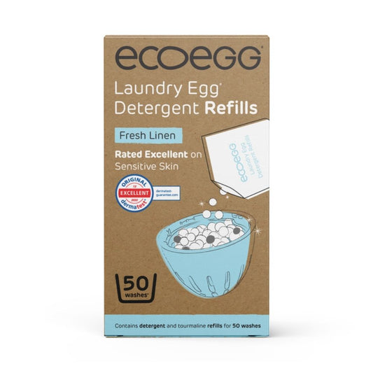 ECOEGG Laundry Egg Washing Detergent Refill Pellets Fresh Linen - Plastic Free Eco Washing Egg, 50 Washes