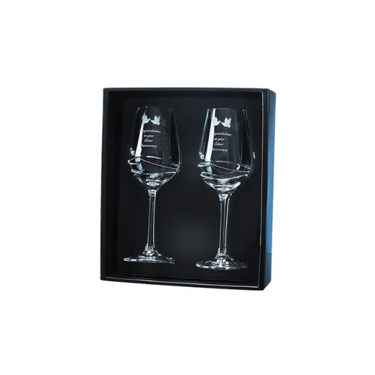Diamante Wine Glass with Modena Spiral Cut - Set of 2 - In Gift Box