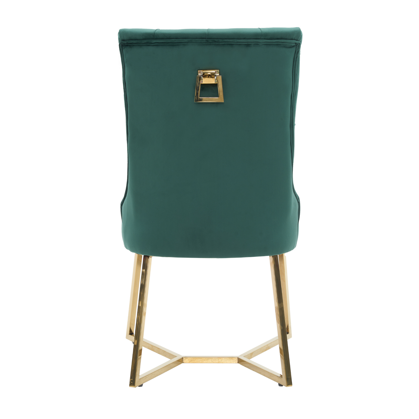 Ambra Velvet Dining Chair – Tufted Luxury Accent with Gold Legs & Ring Pull