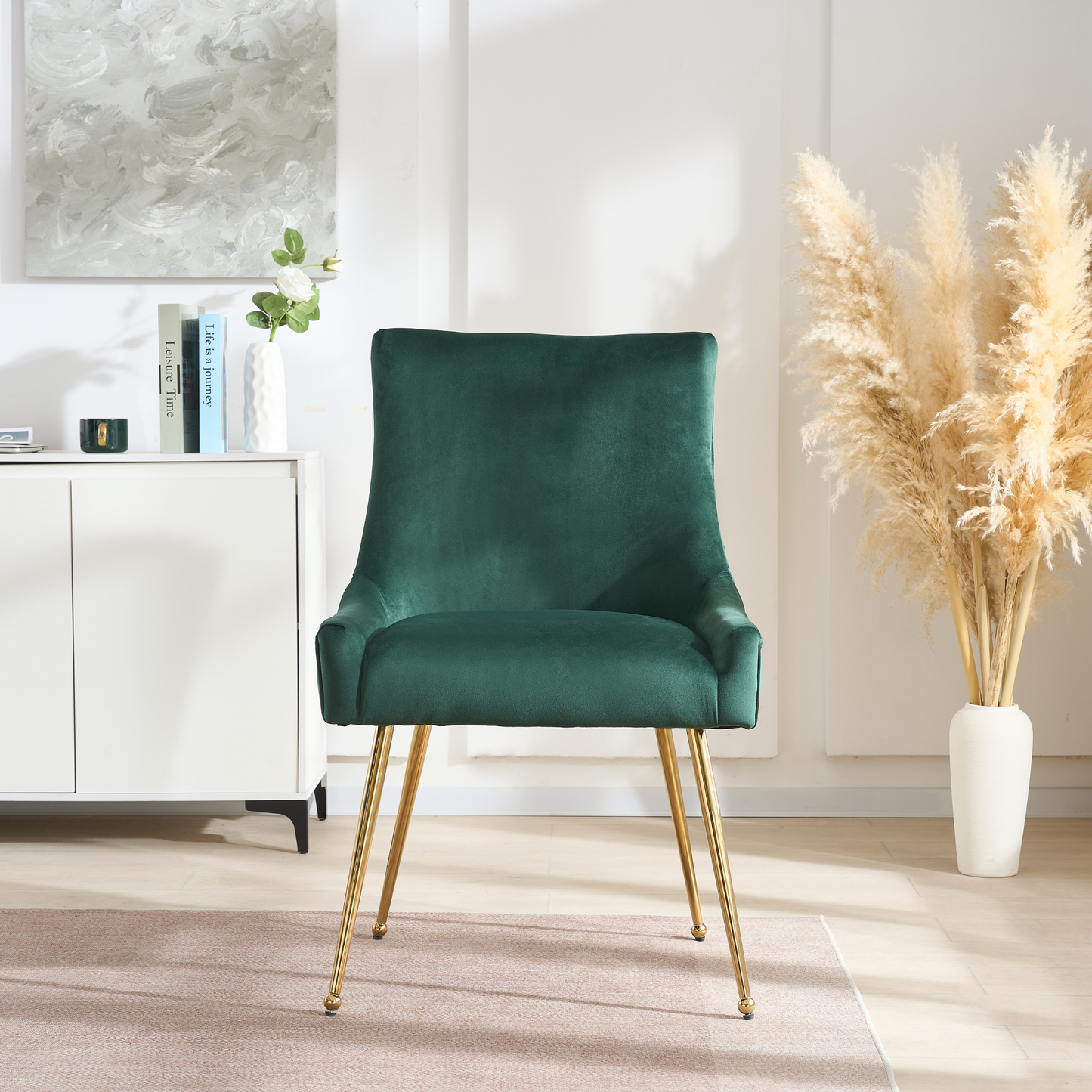 Viviana Velvet Dining Chair – Gold Legs, Ring Handle & Modern Accent