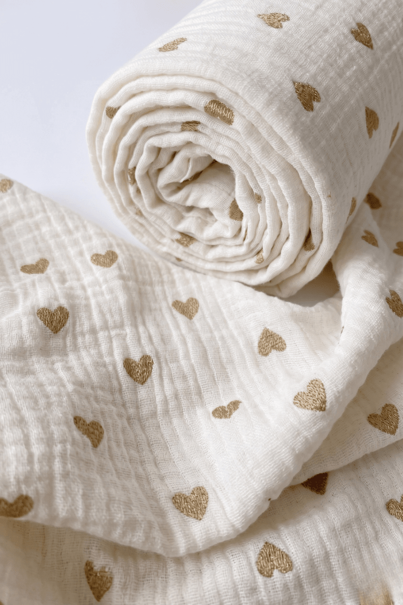 The Love Heart Muslin Blanket Swaddle