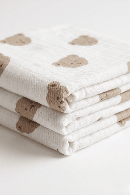 The Happy Bear Muslin Blanket Swaddle