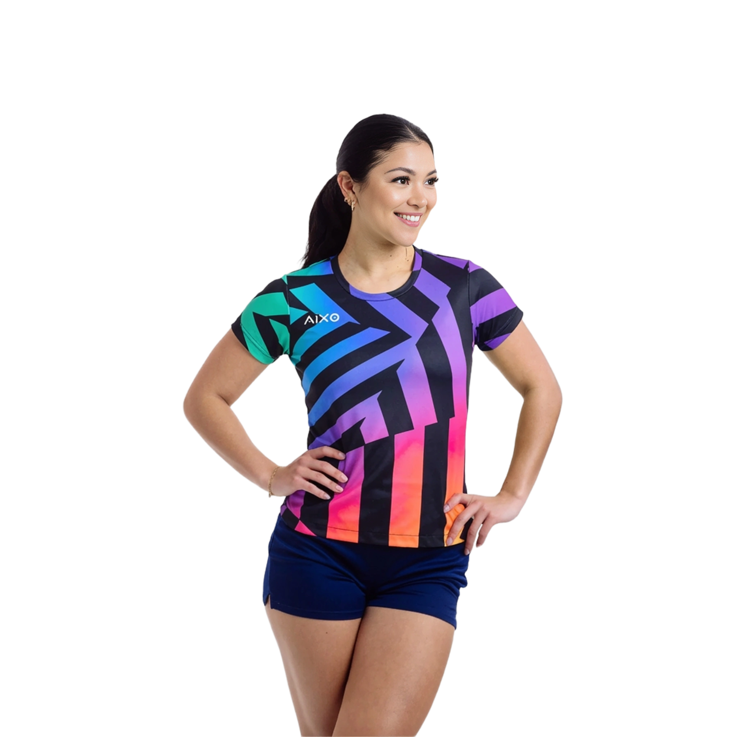 AIXO Rainbow Chaos Womens T-Shirt - Black
