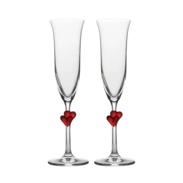 Stolzle Lausitz L'Amour Heart Champagne Flutes - Set of 2 - In Gift Box