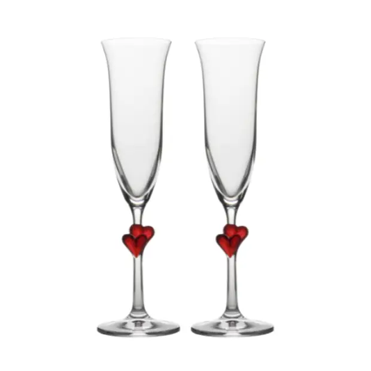 Stolzle Lausitz L'Amour Heart Champagne Flutes - Pair in Gift Box