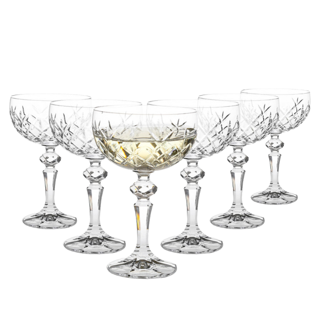 Flamenco Crystalite Full Cut Champagne Saucers - 200ml - Set of 6