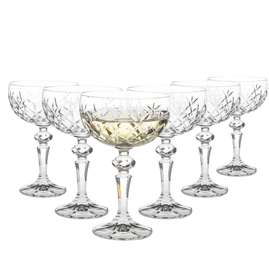 Flamenco Crystalite Full Cut Champagne Saucers - 200ml - Set of 6