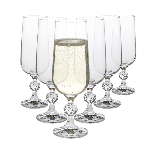 Claudia Crystalite Champagne Flutes - 180ml - Set of 6