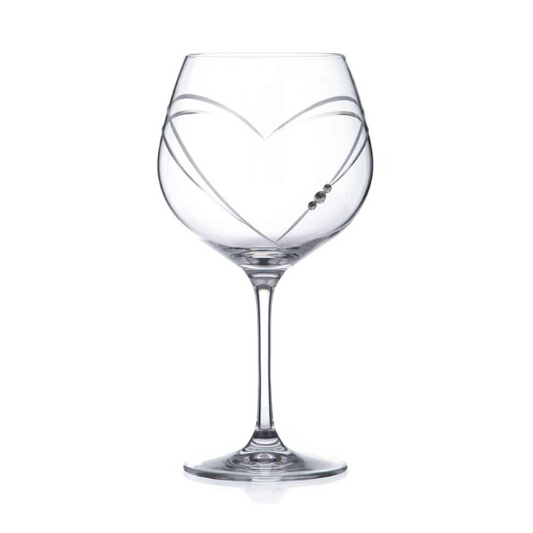 Diamante "Just For You" Gin Glass with Heart-Shaped Cutting - 610ml - In Gift Box
