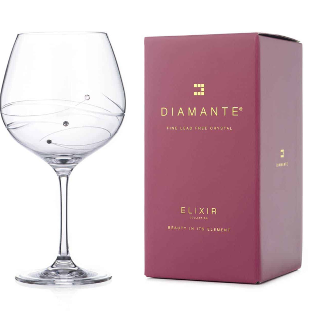 Diamante "Just For You" Gin Glass with Spiral Design Cutting - 610ml - In Gift Box