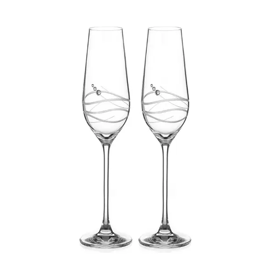 Diamante Champagne Flute with Modena Spiral Cutting - Pair in Gift Box