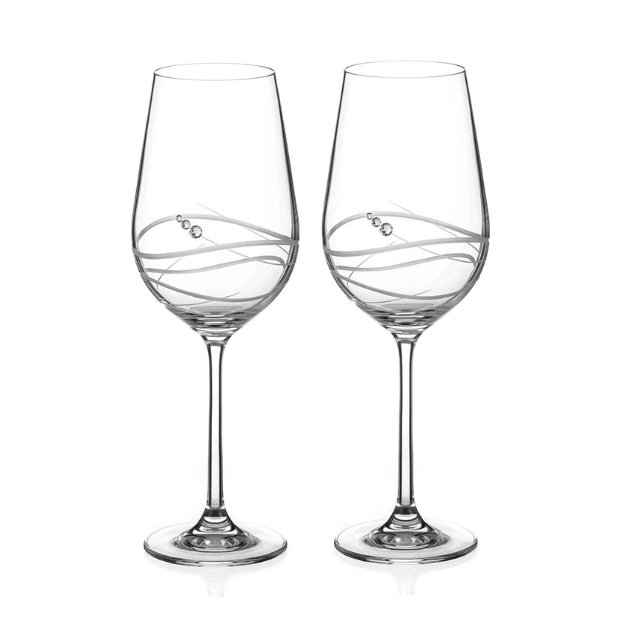 Diamante Wine Glass with Modena Spiral Cut - Set of 2 - In Gift Box