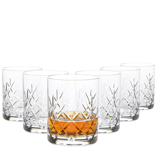 Flamenco Crystalite Full Cut Whisky Tumblers - 320ml - Set of 6