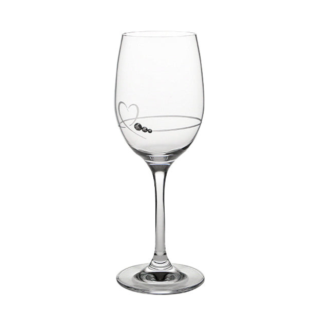 Diamante Petit Wine Glass with Heart Design - In Gift Box