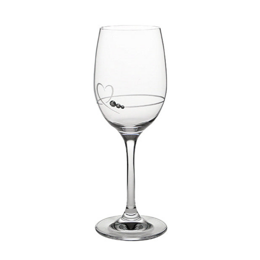 Diamante Petit Wine Glass with Heart Design - In Gift Box