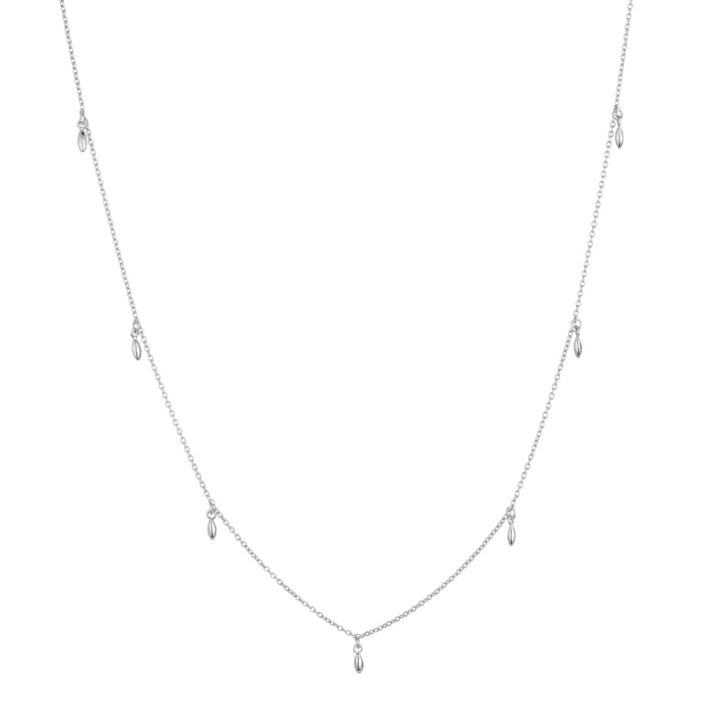 Rice Grain Sterling Silver Charm Necklace