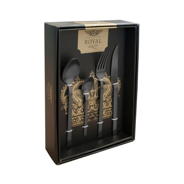 Pintinox Duke Satin Black Cutlery Set - 24 Piece