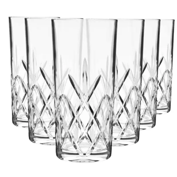 Flamenco Crystalite Full Cut Highball Glasses - 350ml - Set of 6