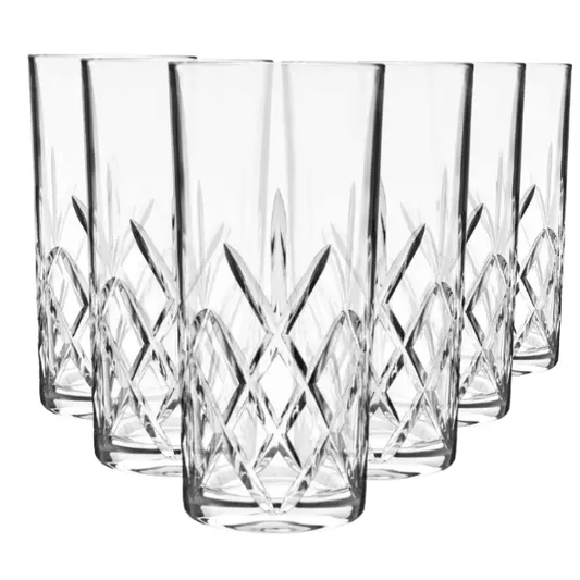 Flamenco Crystalite Full Cut Highball Glasses - 350ml - Set of 6