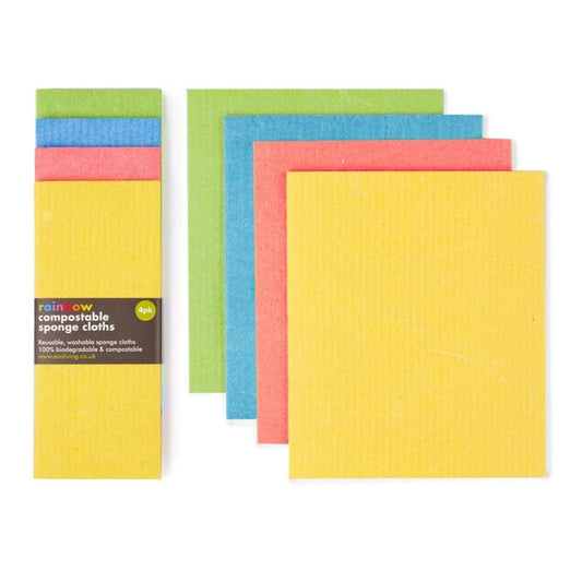 Rainbow Eco Durable Dish Cloths, Vegan Biodegradable Kitchen Cloths 4 Pack