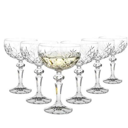 Flamenco Crystalite Full Cut Champagne Saucers - 200ml - Set of 6