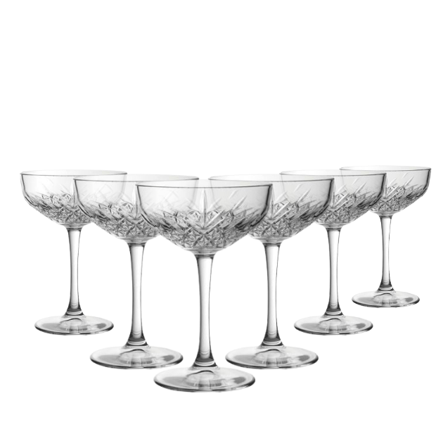 Timeless Fully Cut Champagne Saucers - 270ml - Set of 6