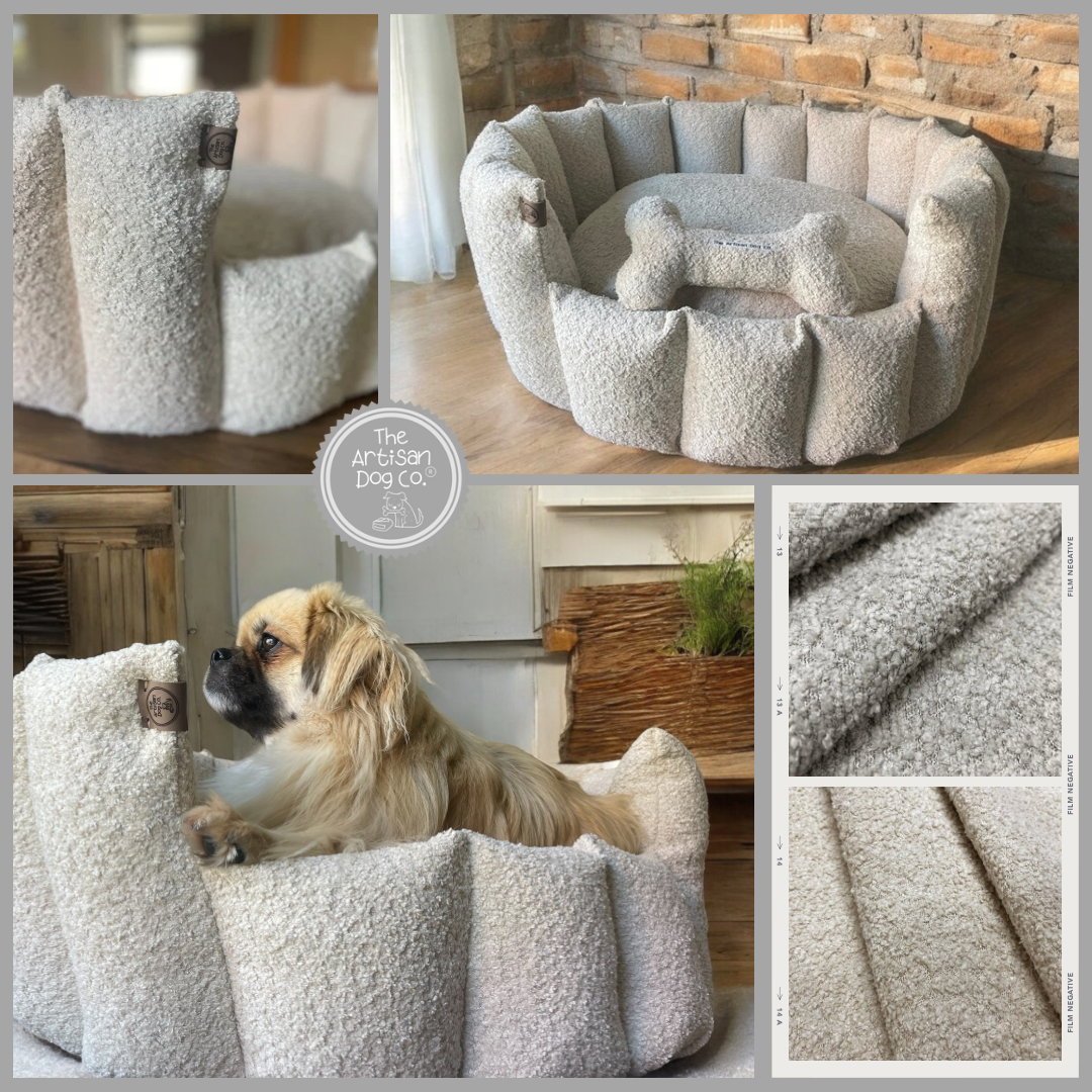 Luxury Handmade Boucle Pocket Sided Dog/cat/pet Bed with removable cushion
