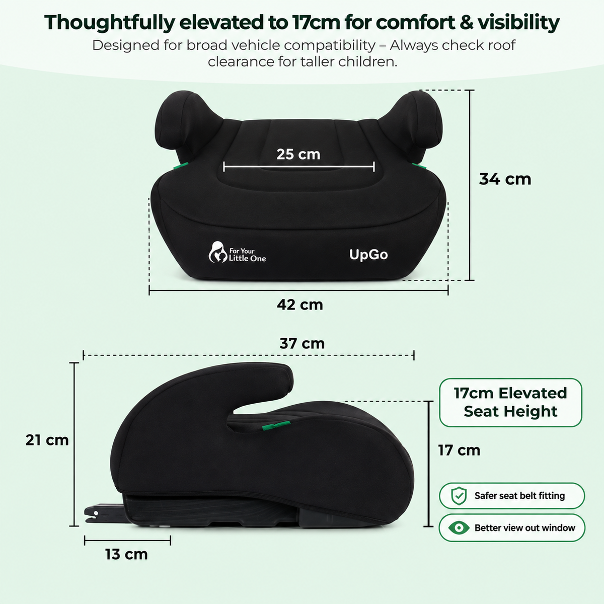 For Your Little One UpGo ISOFIX Booster Seat - Slate Mist (6-12 Years)
