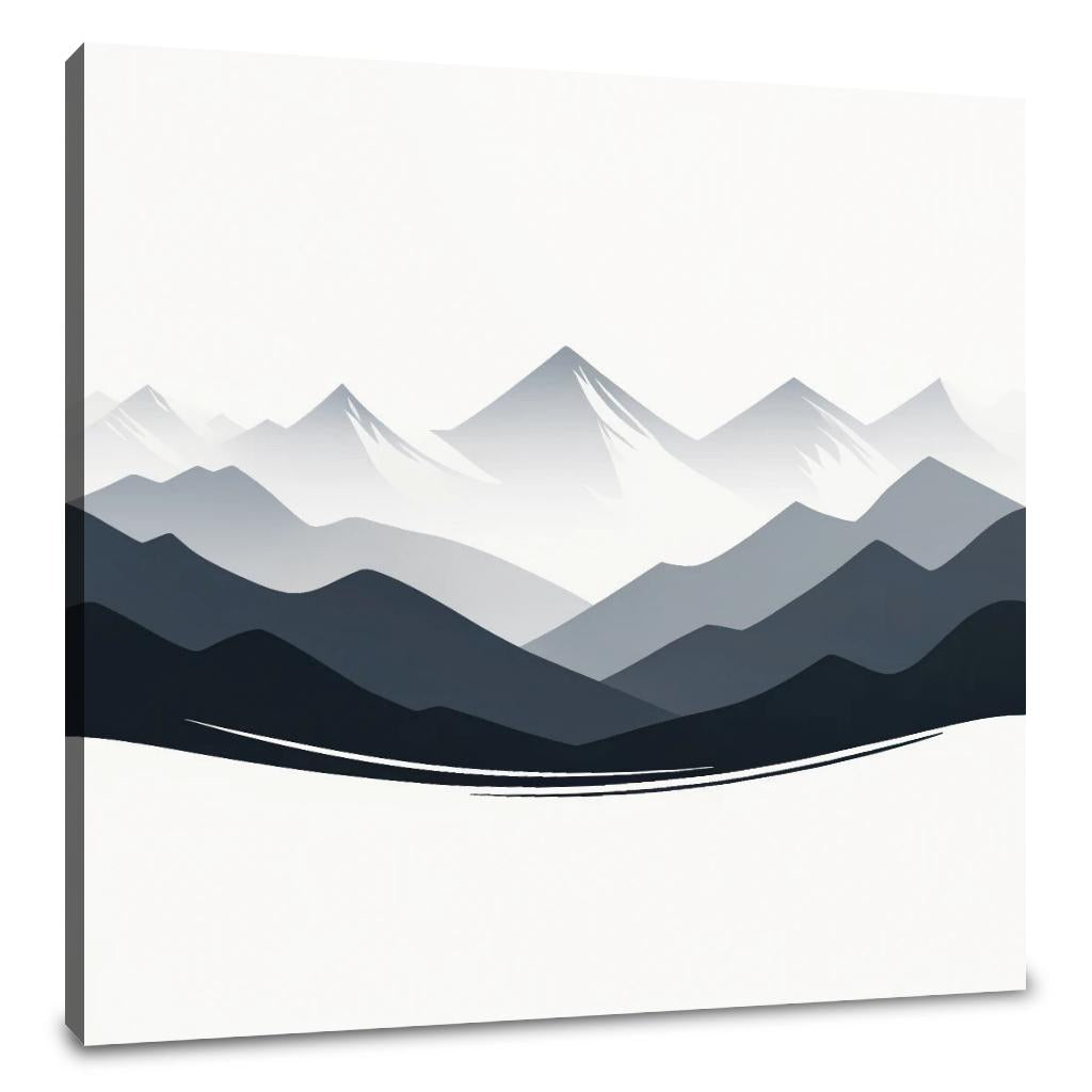 Grey Mountain Silhouette Canvas