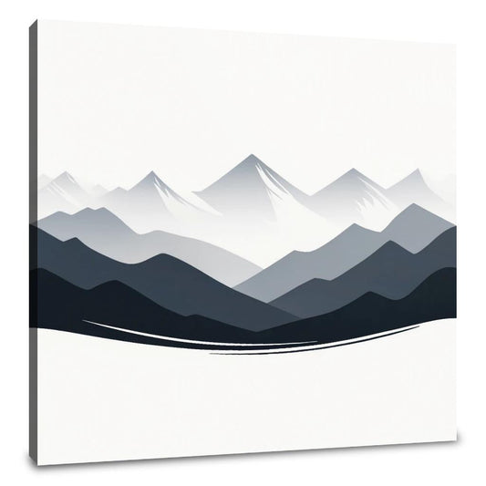 Grey Mountain Silhouette Canvas