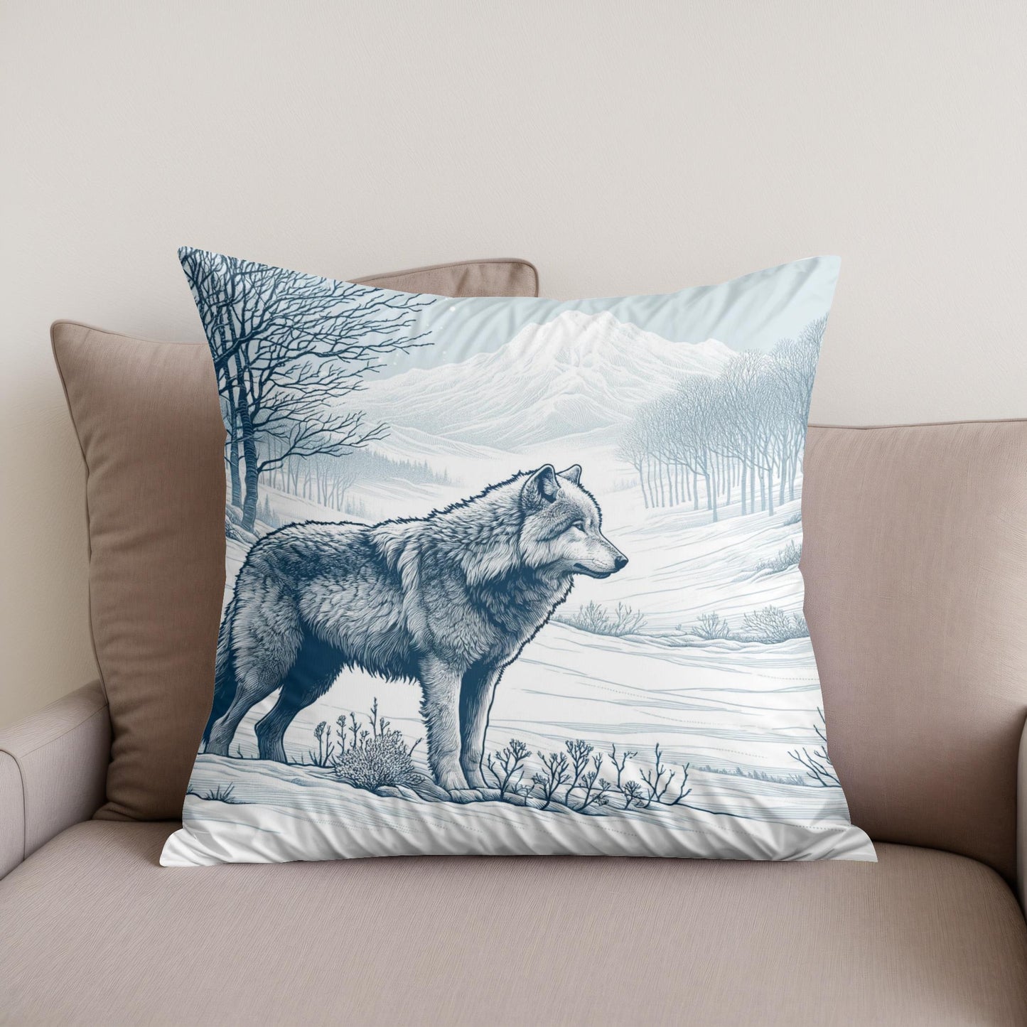 Winter Wolf Cotton Cushion