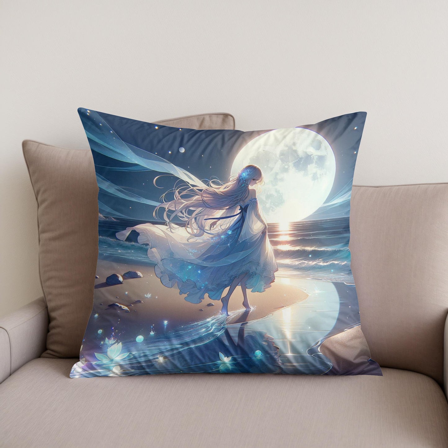 Mystic Moonlight Dance Cotton Cushion