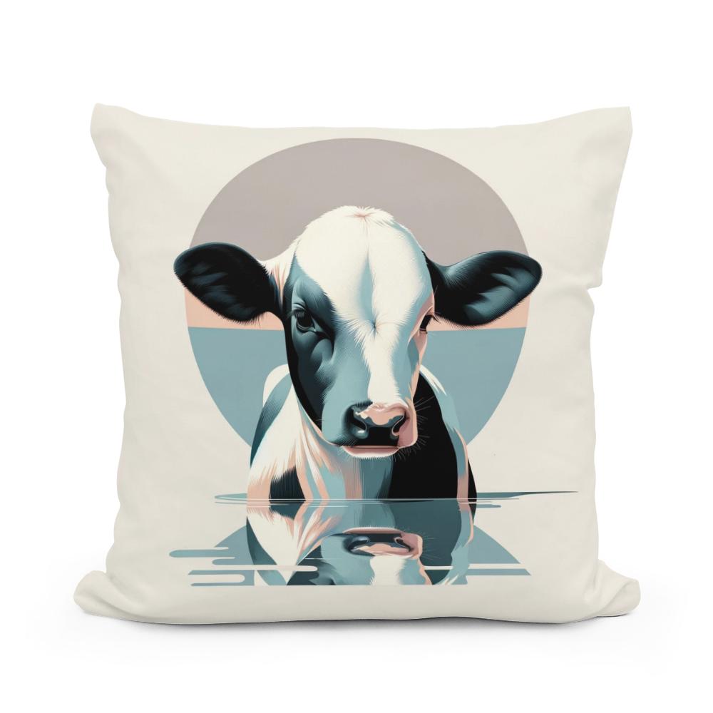 Pastel Modernist Cow Cotton Cushion