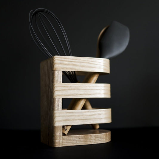 Ash Kitchen Utensil Holder | Luxury Wooden Utensil Pot | Handcrafted in UK