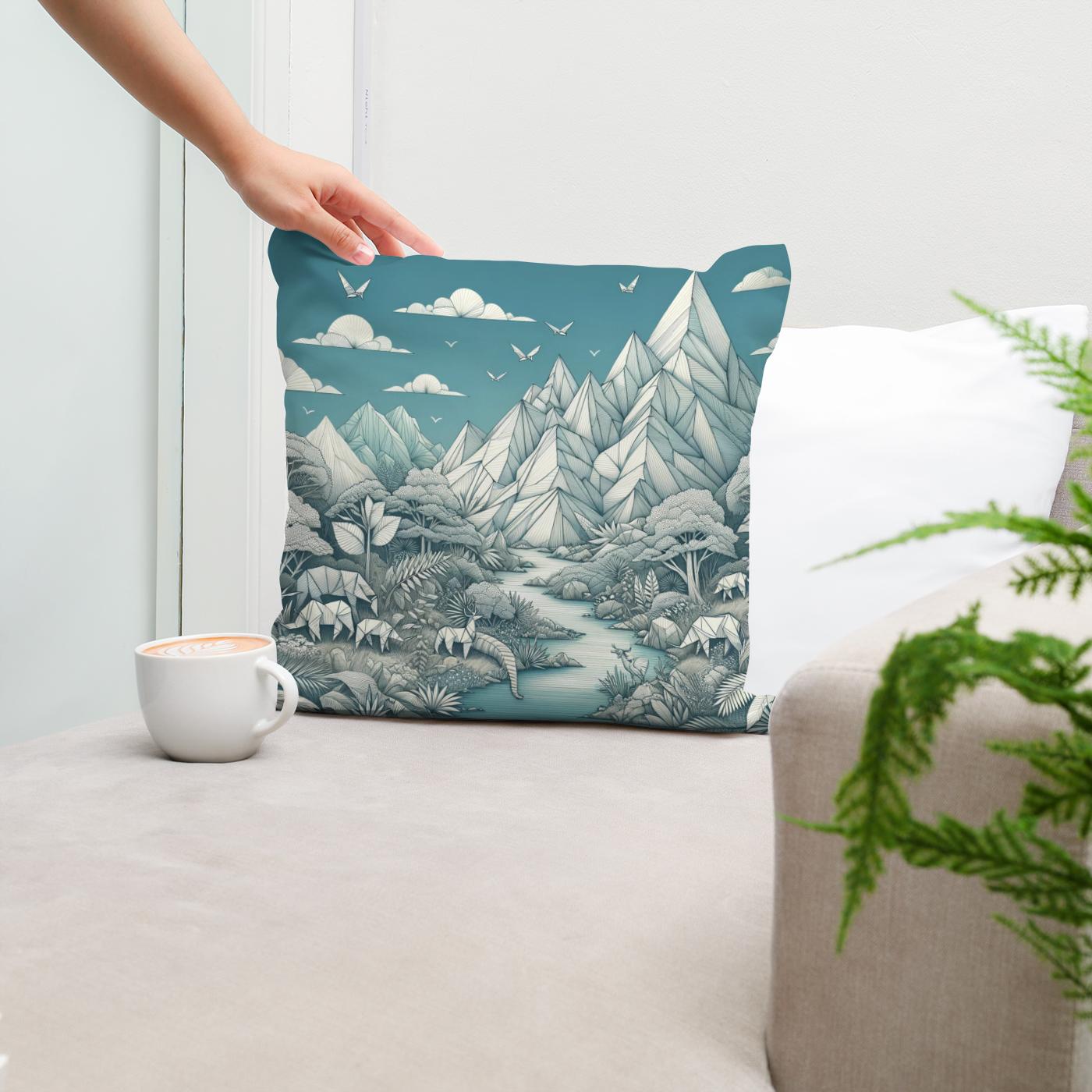 Paper Wilderness Panorama Cotton Cushion