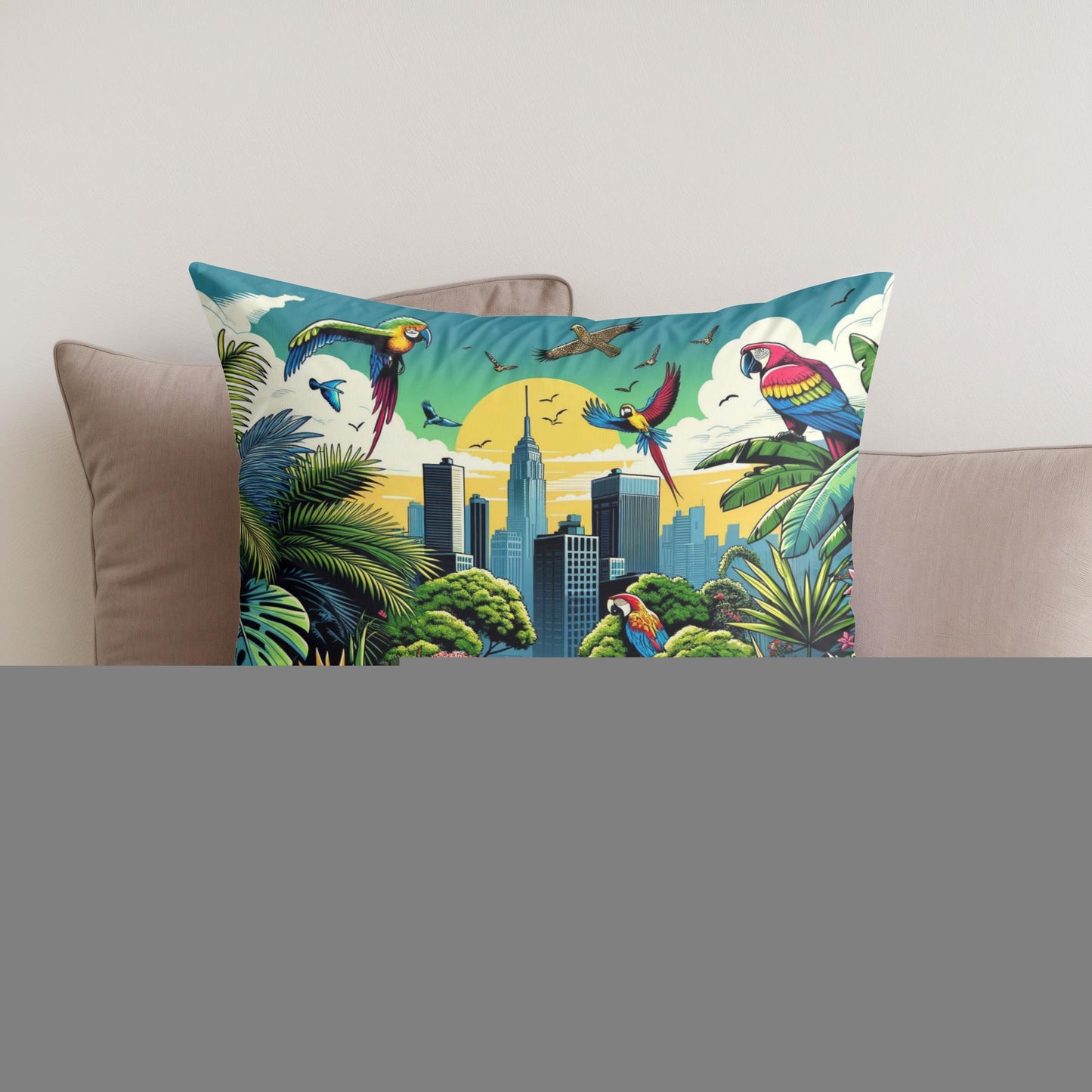 Urban Jungle View Cotton Cushion