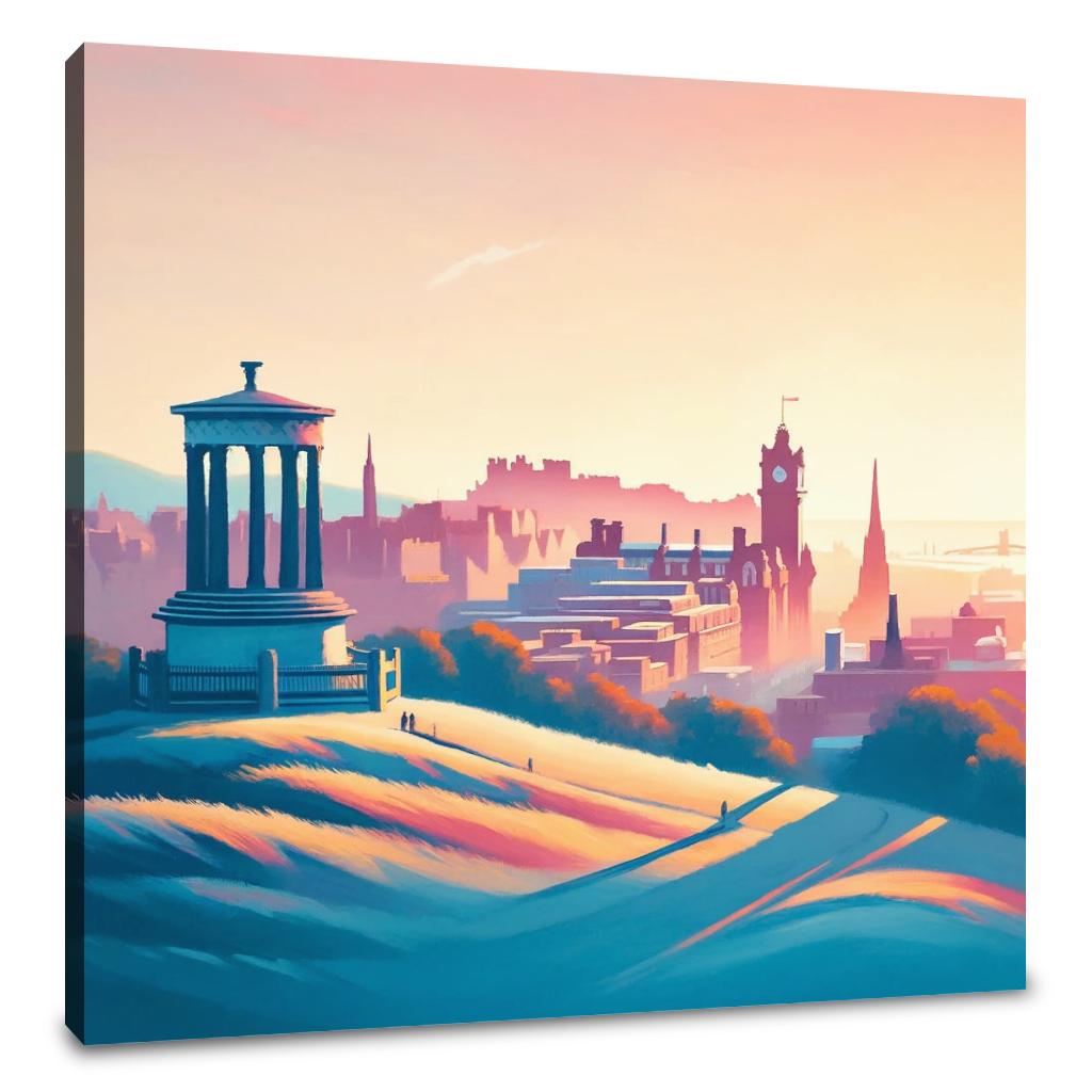 Edinburgh's Calton Hill Sunrise Minimalism Canvas