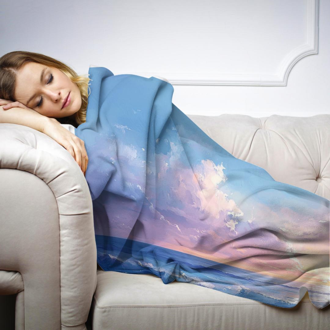 Melancholic Ocean Horizon Blanket