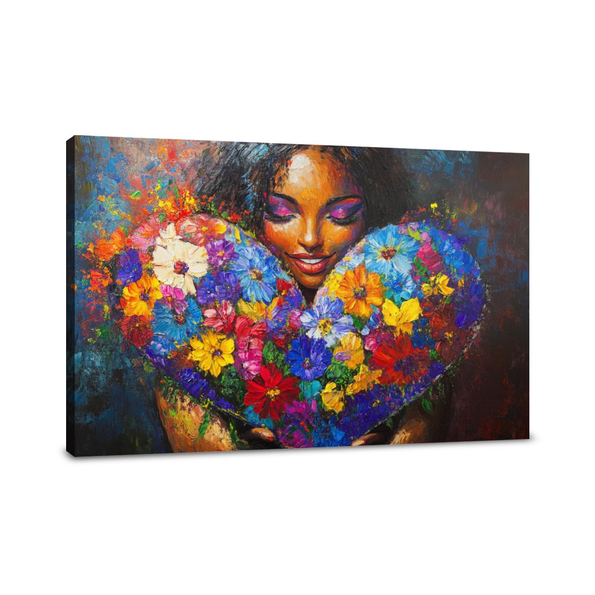 Floral Heart Embrace Canvas