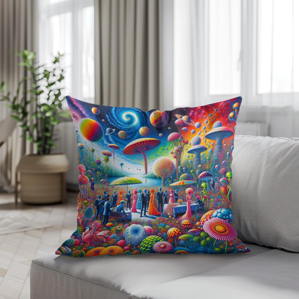 Galactic Garden Gala Cotton Cushion