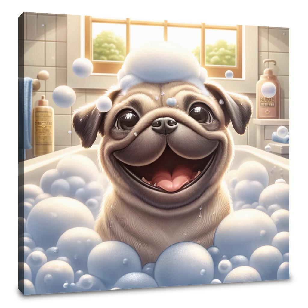 Bubbly Pug Bliss Canvas