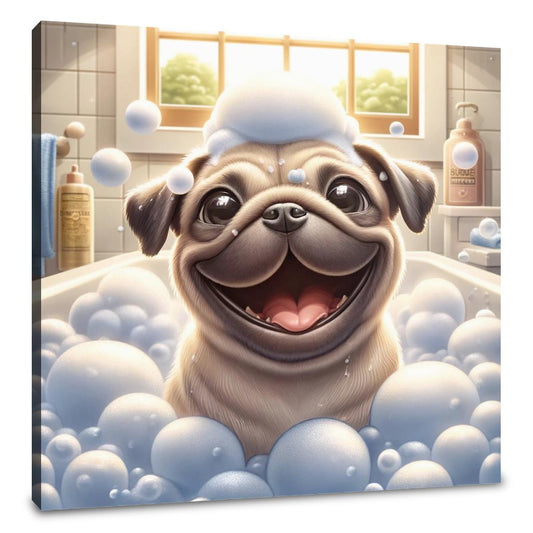 Bubbly Pug Bliss Canvas