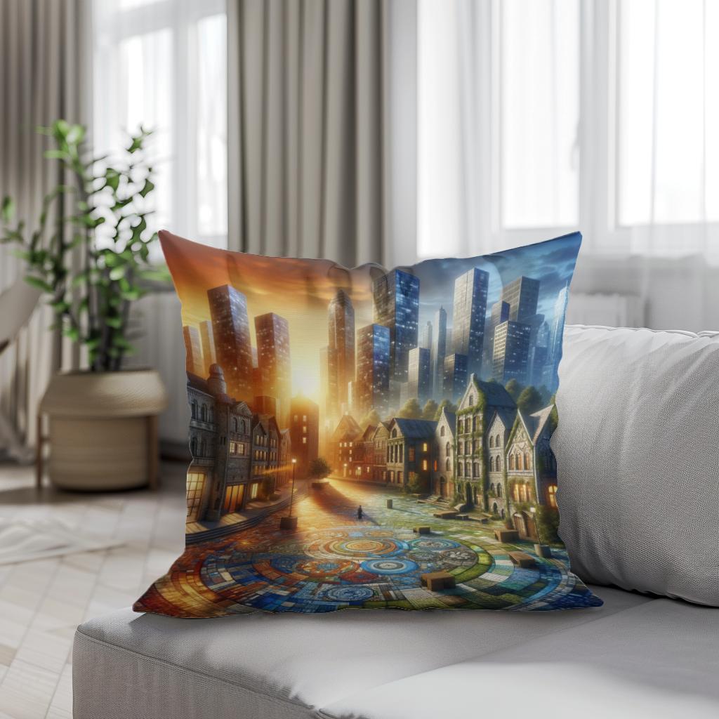 Time Mosaic Square Cotton Cushion